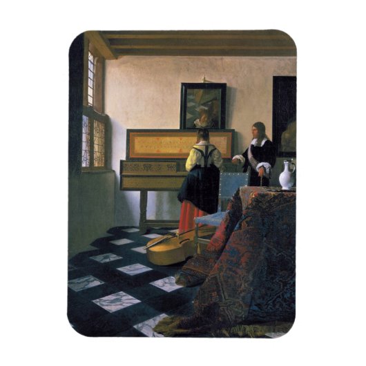 Johannes Vermeer, van Delft, De muzieklessen Magneet (Verticaal)