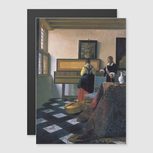Johannes Vermeer, van Delft, De muzieklessen Magnetische Uitnodiging (Voorkant / Achterkant)