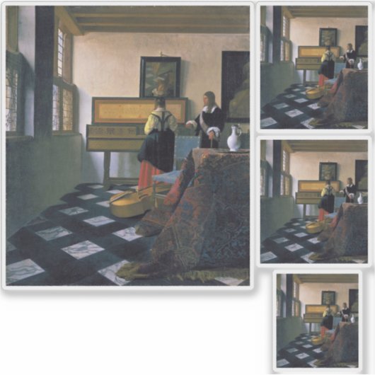 Johannes Vermeer, van Delft, De muzieklessen Sticker (Voorkant)