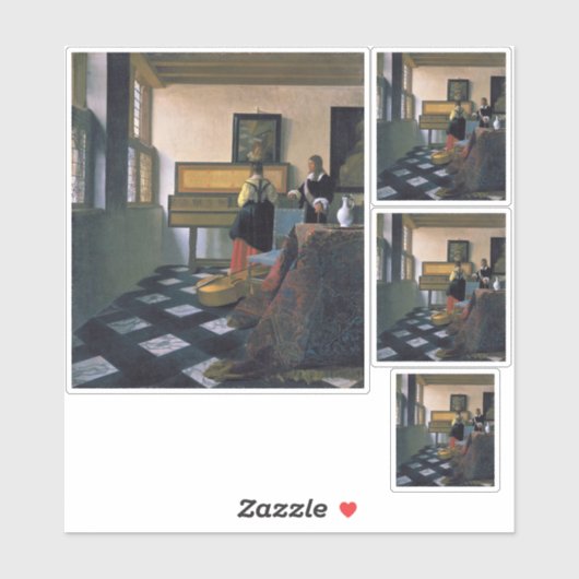 Johannes Vermeer, van Delft, De muzieklessen Sticker (Vel)