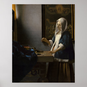 Johannes Vermeer, Vrouw die een evenwicht houdt Poster