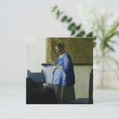 Johannes Vermeer - Vrouw in Blauw Leest een brief Bedankkaart (Staand voorkant)
