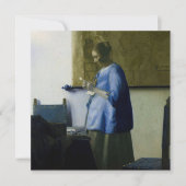 Johannes Vermeer - Vrouw in Blauw Leest een brief Bedankkaart (Voorkant)