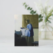 Johannes Vermeer - Vrouw in Blauw Leest een brief Briefkaart (Staand voorkant)