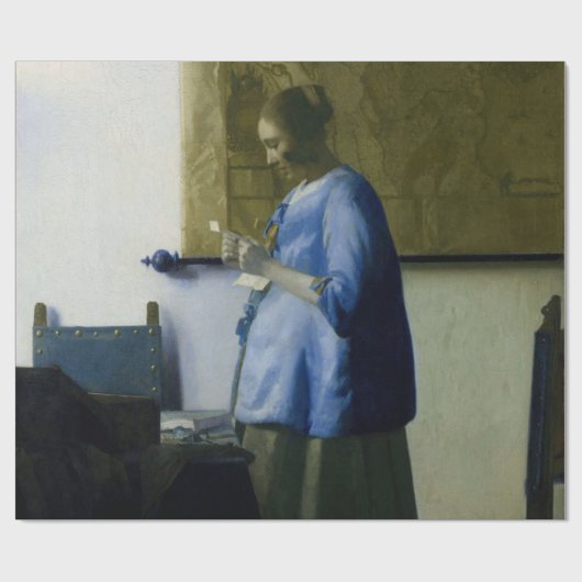 Johannes Vermeer - Vrouw in Blauw Leest een brief Cadeaupapier (Vlak)