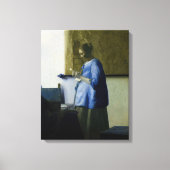 Johannes Vermeer - Vrouw in Blauw Leest een brief Canvas Afdruk (Voorkant)