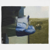 Johannes Vermeer - Vrouw in Blauw Leest een brief Fleece Deken (Voorkant (Horizontaal))