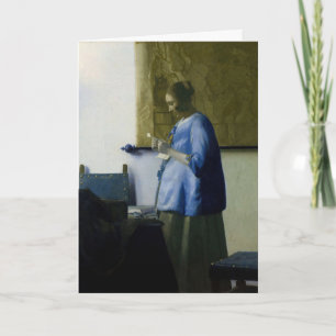 Johannes Vermeer - Vrouw in Blauw Leest een brief Kaart