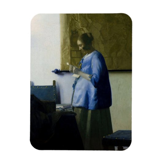 Johannes Vermeer - Vrouw in Blauw Leest een brief Magneet (Verticaal)
