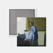Johannes Vermeer - Vrouw in Blauw Leest een brief Magneet (Voorkant / Achterkant)