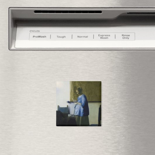 Johannes Vermeer - Vrouw in Blauw Leest een brief Magneet (Insitu (Vaatwasser))