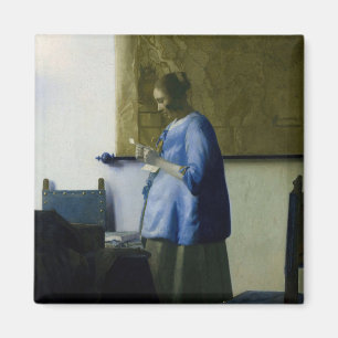 Johannes Vermeer - Vrouw in Blauw Leest een brief Magneet