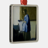 Johannes Vermeer - Vrouw in Blauw Leest een brief Metalen Ornament (Rechts)