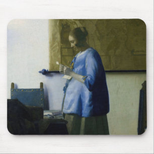 Johannes Vermeer - Vrouw in Blauw Leest een brief Muismat