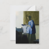 Johannes Vermeer - Vrouw in Blauw Leest een brief Notitiekaartje (Voorkant)