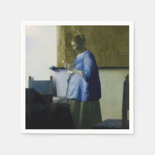 Johannes Vermeer - Vrouw in Blauw Leest een brief Servet