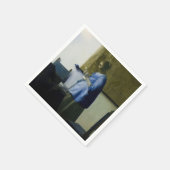 Johannes Vermeer - Vrouw in Blauw Leest een brief Servet (Hoek)