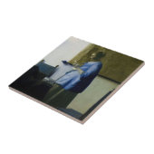 Johannes Vermeer - Vrouw in Blauw Leest een brief Tegeltje (Zijkant)