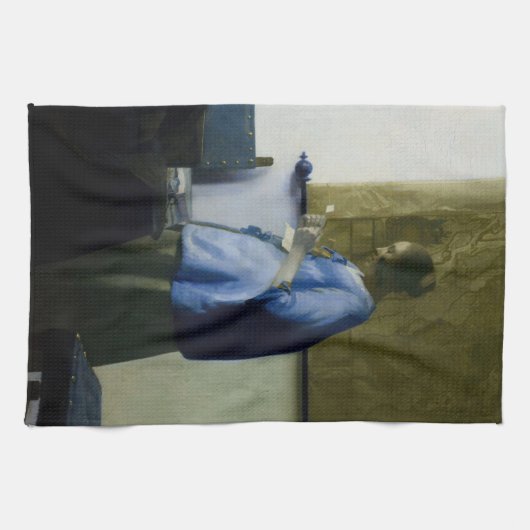 Johannes Vermeer - Vrouw in Blauw Leest een brief Theedoek (Horizontaal)