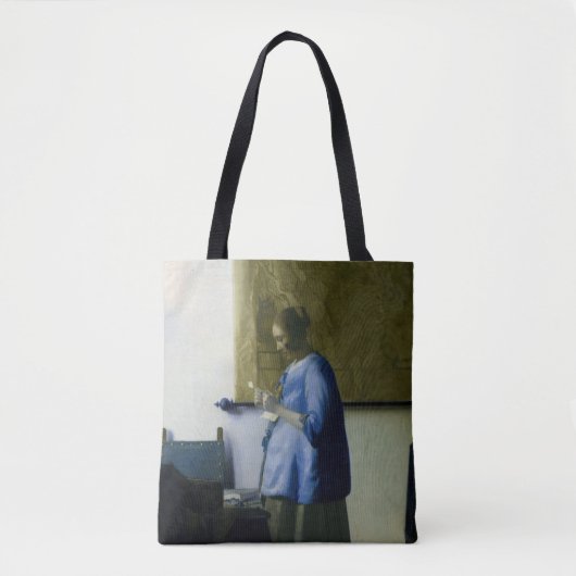 Johannes Vermeer - Vrouw in Blauw Leest een brief Tote Bag (Voorkant)