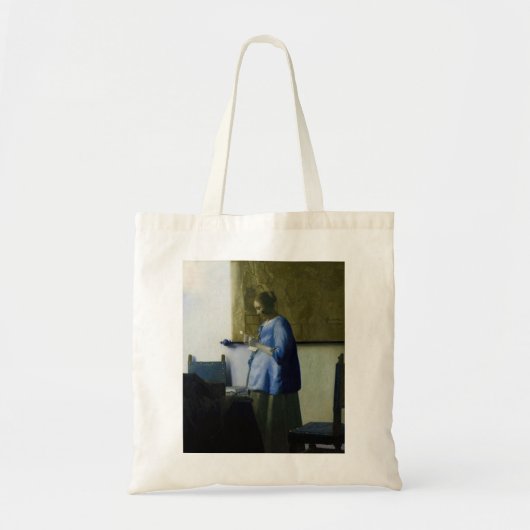 Johannes Vermeer - Vrouw in Blauw Leest een brief Tote Bag (Voorkant)