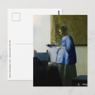 Johannes Vermeer - Vrouw in het blauw een brief le Briefkaart