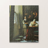 Johannes Vermeer - Vrouw met boodschapper Legpuzzel (Verticaal)