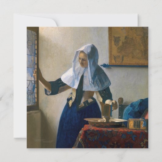 Johannes Vermeer - Vrouw met een waterpitcher Bedankkaart (Voorkant)
