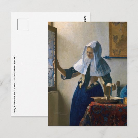 Johannes Vermeer - Vrouw met een waterpitcher Briefkaart (Voorkant / Achterkant)