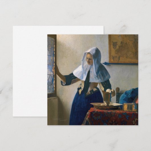 Johannes Vermeer - Vrouw met een waterpitcher Kaart (Voorkant / Achterkant)