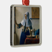Johannes Vermeer - Vrouw met een waterpitcher Metalen Ornament (Rechts)