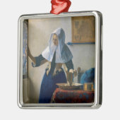 Johannes Vermeer - Vrouw met een waterpitcher Metalen Ornament (Links)