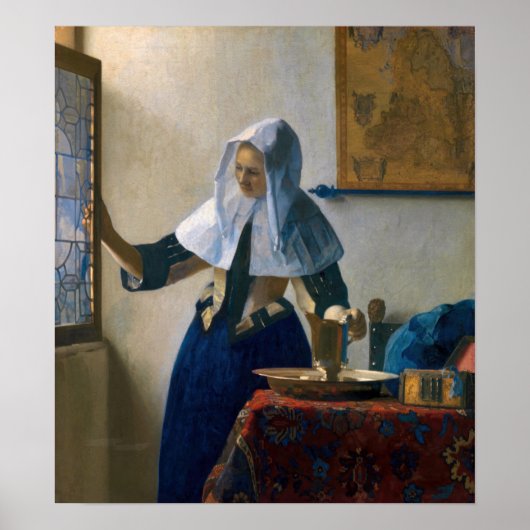 Johannes Vermeer - Vrouw met een waterpitcher Poster (Voorkant)