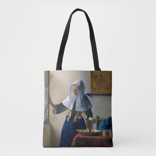 Johannes Vermeer - Vrouw met een waterpitcher Tote Bag (Voorkant)