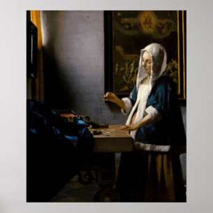 Johannes Vermeer - Vrouw met een weegschaal Poster