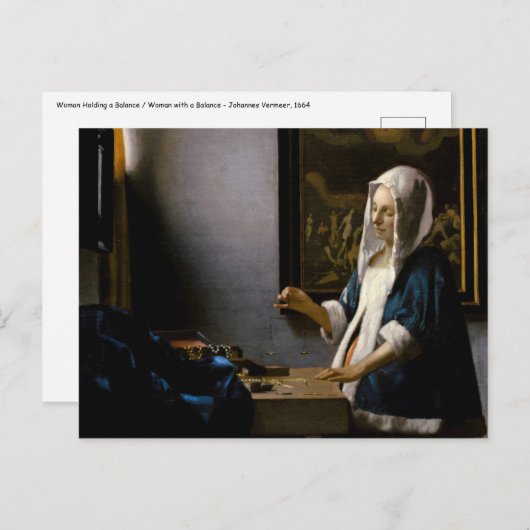 Johannes Vermeer - Vrouw met weegschaal Briefkaart (Voorkant / Achterkant)