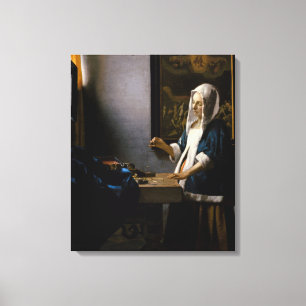 Johannes Vermeer - Vrouw met weegschaal Canvas Afdruk