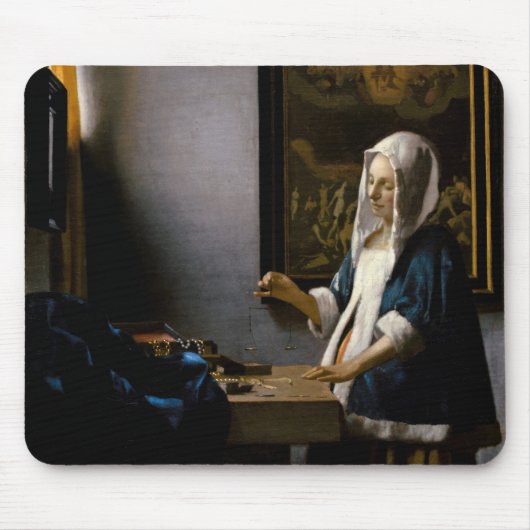 Johannes Vermeer - Vrouw met weegschaal Muismat (Voorkant)