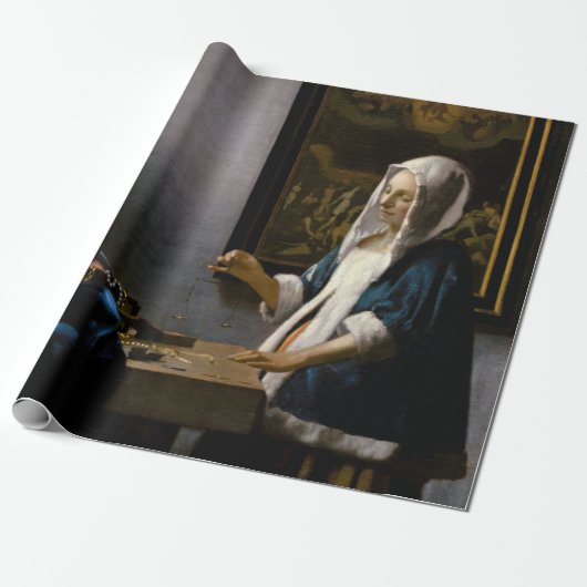 Johannes Vermeer - Woman Holding a Balance Cadeaupapier (Uitgerold)