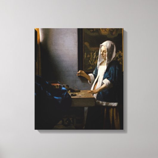 Johannes Vermeer - Woman Holding a Balance Canvas Afdruk (Voorkant)