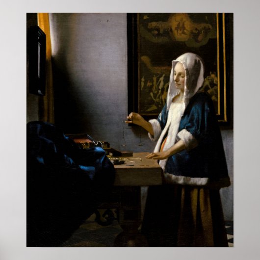 Johannes Vermeer - Woman Holding a Balance Poster (Voorkant)