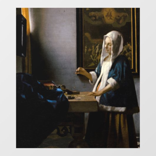 Johannes Vermeer - Woman Holding a Balance Raamsticker (Vel)