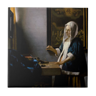 Johannes Vermeer - Woman Holding a Balance Tegeltje