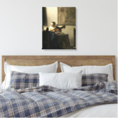 Johannes Vermeer Woman met een Lute Canvas Afdruk (Insitu (Slaapkamer))