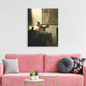 Johannes Vermeer Woman met een Lute Canvas Afdruk (Insitu (Woonkamer))