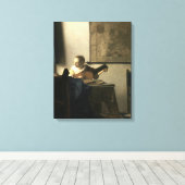 Johannes Vermeer Woman met een Lute Canvas Afdruk (Insitu (Houten vloer))