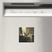 Johannes Vermeer Woman met een Lute Magneet (Insitu (Vaatwasser))