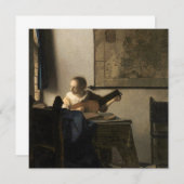 Johannes Vermeer - Young Woman met een Lute Bedankkaart (Voorkant / Achterkant)