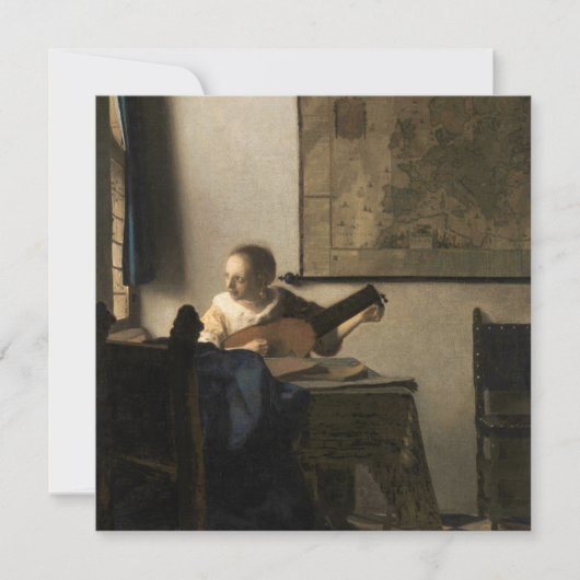 Johannes Vermeer - Young Woman met een Lute Bedankkaart (Voorkant)