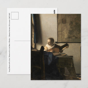 Johannes Vermeer - Young Woman met een Lute Briefkaart